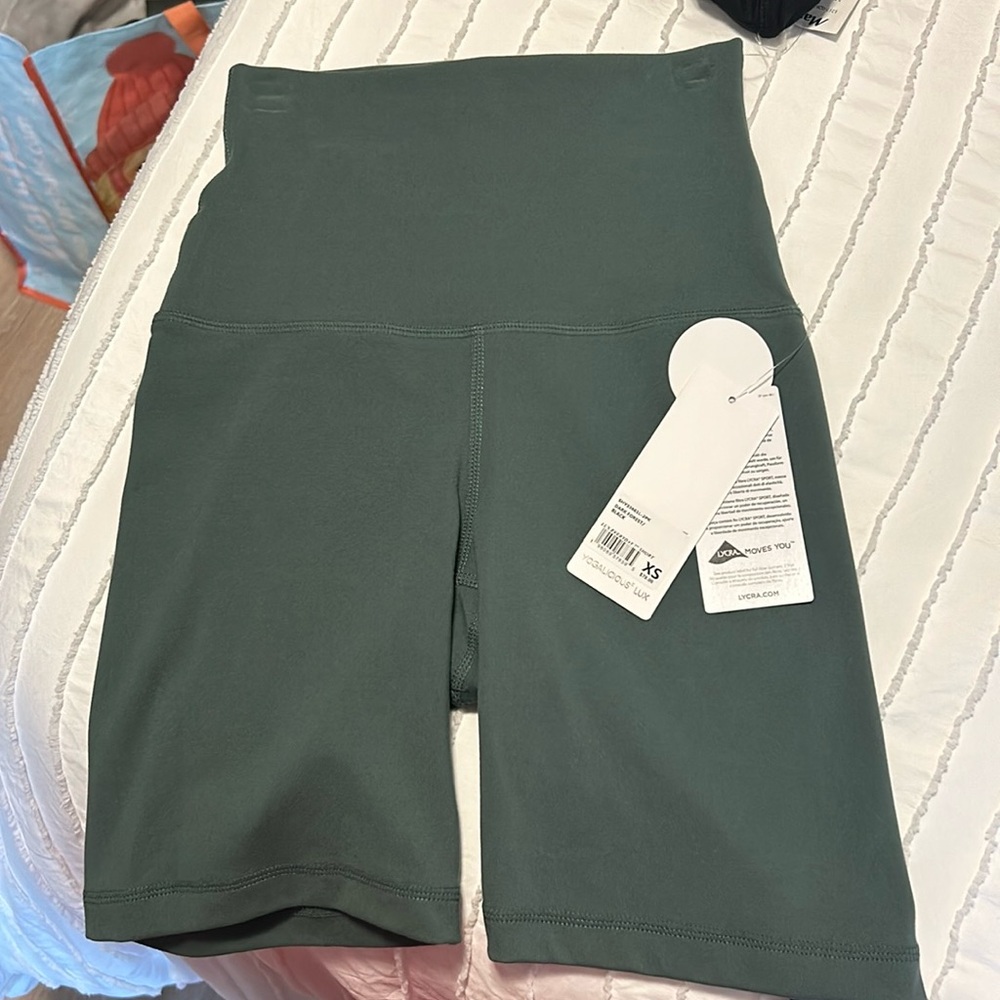 2 PAIRS: Yogalicious everyday 7” short in dark forest and black NWT